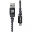 Swissten Kevlar USB/Lightning 1,5 m töltő és adatkábel sötétszürke