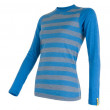 Női póló Sensor Merino Wool Active h. ujjú kék modrá pruhy