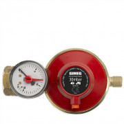Gimeg Regulátor tlaku plynu s barometrem a tlakovou pojistkou Gimeg 30 Mbar Kombi se závitem 1/4" nyomásszabályozó piros