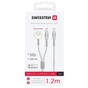 Swissten Wireless charging cable 2in1 for Apple Watch + USB-C 1,2 m töltő és adatkábel