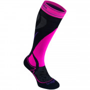 Női zokni Bridgedale Ski MW MP Over Calf fekete/rózsaszín black/fluro pink 077