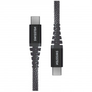 Swissten Kevlar USB-C/USB-C 1,5 m töltő és adatkábel sötétszürke