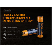 Fenix 21700 5000 mAh s USB-C (Li-Ion) akkumulátor