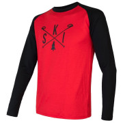 Férfi póló Sensor Merino Active Pt Ski, hossz. ujjú fekete/piros