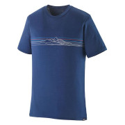 Patagonia M's Cap Cool Merino Blend Graphic Shirt férfi póló kék Strata Stripe: Clement Blue
