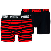 Puma Everyday Striped Boxers 2P férfi boxer fekete/piros Red / Black