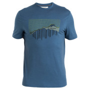 Icebreaker Men Merino 150 Tech Lite III SS Tee Pinnacle Grid férfi póló kék Dawn