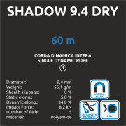Camp Shadow 9.4 Dry - 60m hegymászó kötél