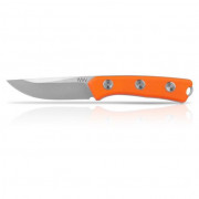 Nůž Acta Non Verba P200 Mk.II Stonewash, plain edge, orange grip, leather sheath narancs