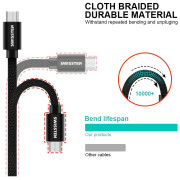 Swissten Textile USB / Micro USB 1,2 m töltő és adatkábel