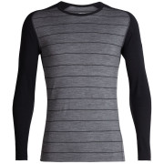 Férfi póló Icebreaker Mens 200 Oasis Deluxe Raglan LS Crewe szürke Gritstone HTHR/Black/Stripe