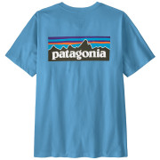 Patagonia P-6 Logo T-Shirt férfi póló világoskék Shore Blue