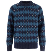 Fjällräven Övik Jacquard Knit M férfi pulóver kék Dark Navy-Indigo Blue