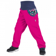 Gyerek softshell nadrág Unuo kalhoty s fleecem vzor rózsaszín