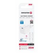 Swissten Swissten GaN adapter 1× USB-C 35 W + USB-C adatkábel 1,2 m adapter