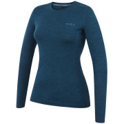 MOOA MerinoSilk 160 long női póló kék lagoon blue melange