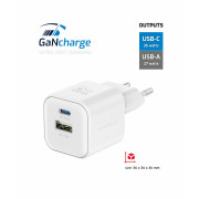 Swissten TRAVEL CHARGER GaN 1x USB-C 35W PD + 1x USB-A 27W QC töltő