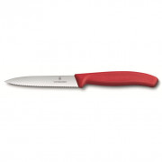 Zöldségvágó kés Victorinox 10 cm - recés piros red