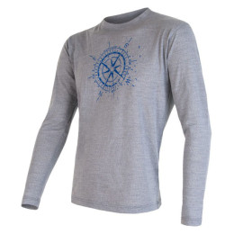 Férfi póló Sensor Merino Wool PT Iránytű h. ujjú szürke šedá