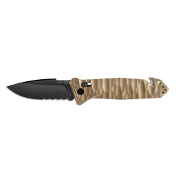 TB OUTDOOR Cac S200 French Army Knife Textured Pa6 Serrated zsebkés barna