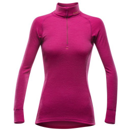 Női póló Devold Duo Active Woman Zip Neck piros/rózsaszín Cerise