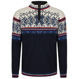 Dale of Norway Vail Masc Sweater férfi pulóver sötétkék Midnightnavy Redrose Offwhite