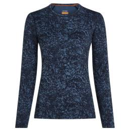 Icebreaker Women M 200 Oasis LS Crewe Moss BloomAOP női funkcionális felső kék/fekete Midnvy/Dawn/Aop