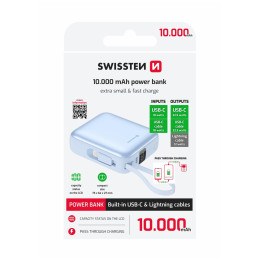 Swissten Space 10000 mAh USB-C + Lightning powerbank kék modrá