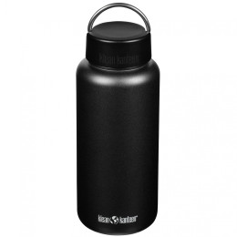 Klean Kanteen Wide w/Wide Loop Cap - brushed stainless 1182 ml rozsdamentes acél palack fekete