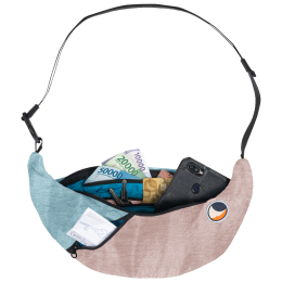 Ticket to the moon Upcycled Sling Bag övtáska rózsaszín/kék Peach / Cloud