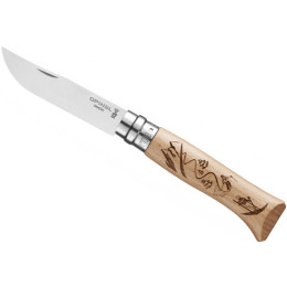 Kés Opinel VRI No.08 Inox gravírozott Skiing természetes natural