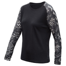 Sensor Merino Blend Impress női technikai hosszú ujjú póló. fekete/szürke černá/zebra