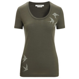 Icebreaker Women Tech Lite II SS Scoop Tee Swarming Shapes női póló zöld