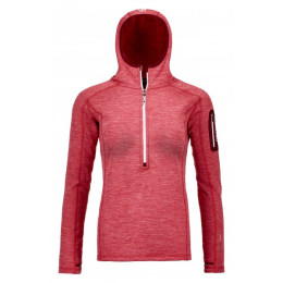 Ortovox Fleece Light Melange Zip Neck női pulóver piros HotCoral