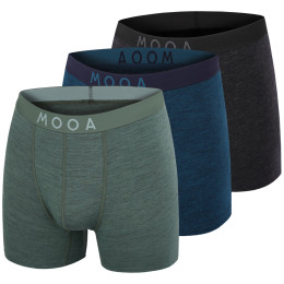 MOOA MerinoSilk 4in 3-pack férfi boxer kevert színek black melange+lagoon blue melange+green melange