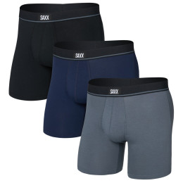 Saxx Essential Cotton Boxer Brief Fly 3Pk férfi boxer fekete black/turbulence/maritime