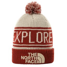 The North Face Retro Tnf Pom Beanie sapka fehér/piros BrickHouseRed/Flax