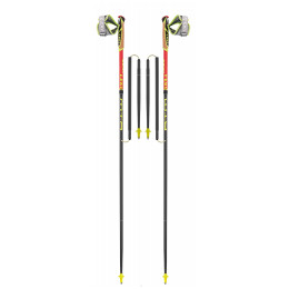 Leki Micro Trail Race trail running bot piros FloorescentRedNeonyellowNaturalcarbon