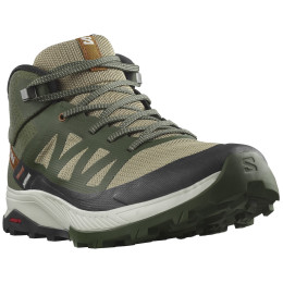 Salomon Outrise Mid Gore-Tex férficipő világoskhaki/sötétkhaki Olive Night / Rainy Day / Sugar Almond