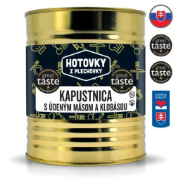 Hotovky z plechovky Káposztaleves füstölt hússal és kolbásszal 800 ml leves