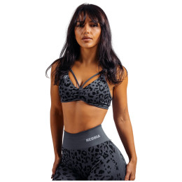 Nebbia Medium Support Leopard Sports Bra Primal sport melltartó fekete BLACK LEOPARD