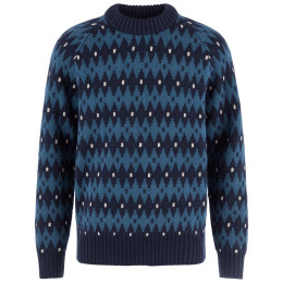 Fjällräven Övik Jacquard Knit M férfi pulóver kék Dark Navy-Indigo Blue