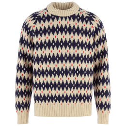 Fjällräven Övik Jacquard Knit M férfi pulóver bézs Light Beige-Dark Navy
