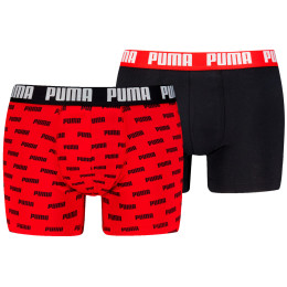 Puma Everyday Aop Print Boxer 2P férfi boxer fekete/piros Red / Black