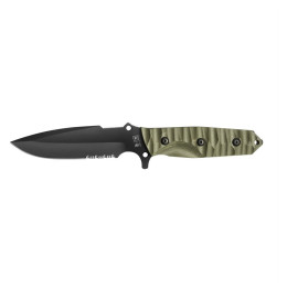 TB OUTDOOR Maraudeur Survival Knife G10 Serrated kés sötétzöld