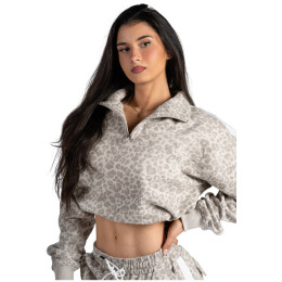 Nebbia Half-Zip Leopard Sweatshirt Primal női pulóver bézs CREAM LEOPARD