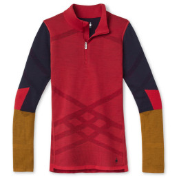 Női funkcionális felső Smartwool W Intraknit Merino 200 Colorblock 1/4 Zip piros