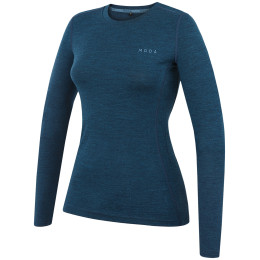 MOOA MerinoSilk 160 long női póló kék lagoon blue melange