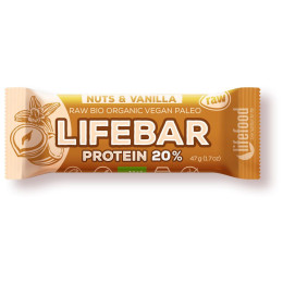 Energiaszelet Lifefood Organic Lifebar Protein Vanilla Nuts RAW 47 g