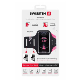 Telefontok Swissten ARMBAND CASE 7,0" fekete/rózsaszín